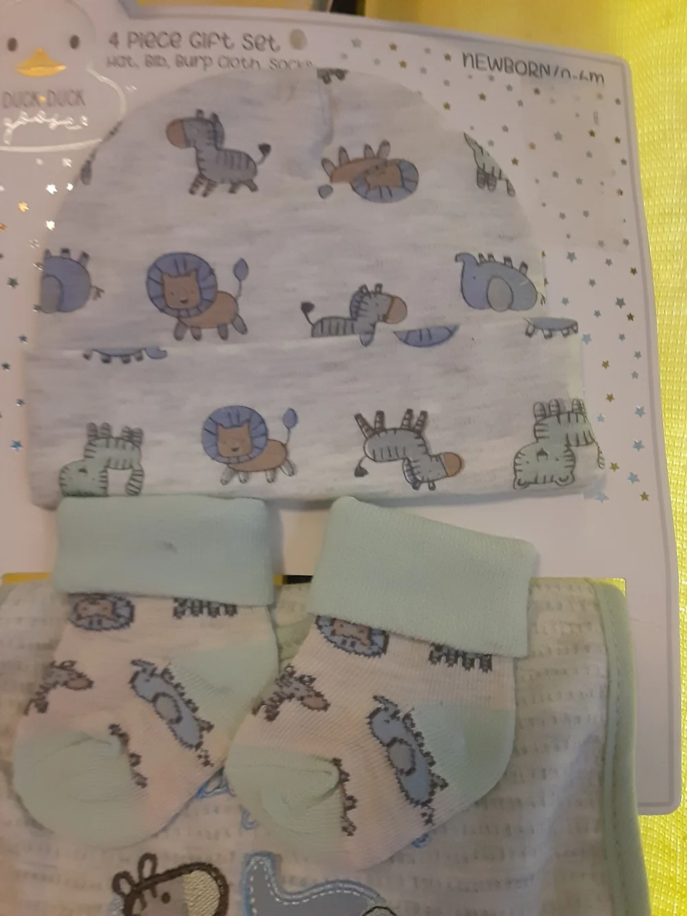 Carter's Baby Animal Hat, Mittens & Bibs Set - Blue & Mint